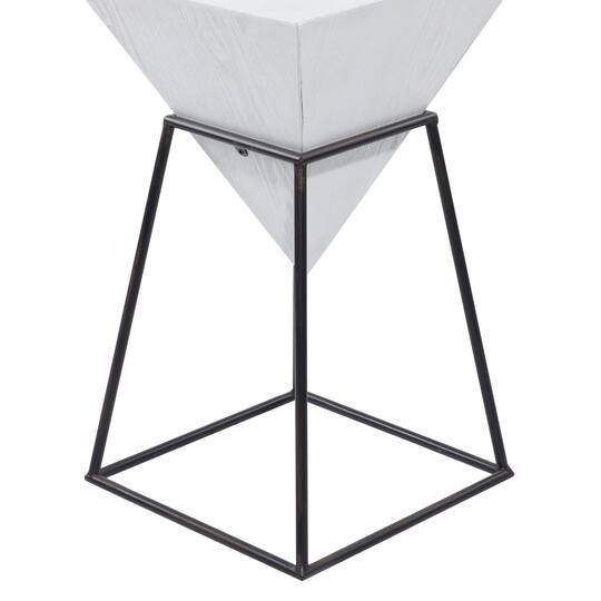 2ft. White Metal and Wood Modern Accent Table
